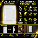 Placa Apagador de 3 Vías Blanco 15A 127-250V para Interior IP20