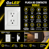 Placa Contacto Doble Blanco 15A 127-250V para Interior IP20