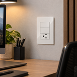 Placa Contacto con Apagador Doble 3 Vías Blanco 15A 127-250V