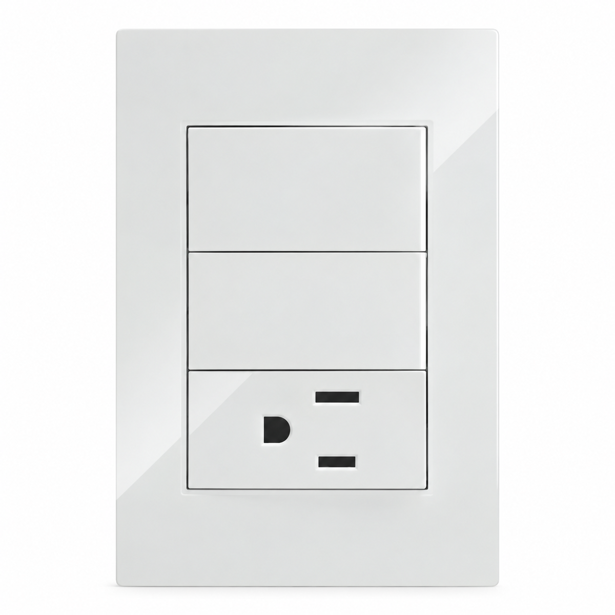 Placa Contacto con Apagador Doble 3 Vías Blanco 15A 127-250V