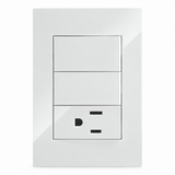 Placa Contacto con Apagador Doble 3 Vías Blanco 15A 127-250V