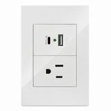 Placa Contacto con USB-A y USB-C Blanco 15A 127-250V Interior