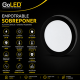 Plafon LED de Sobreponer 24W Negro 6500K Luz Fría