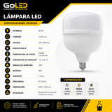 Lámpara LED de Emergencia Recargable 40W 6000 lm ML-TNEM-40W