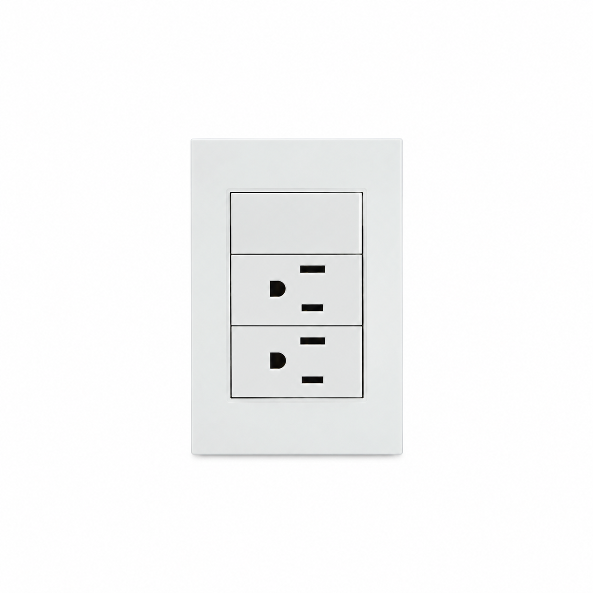 Placa 2 Contactos con Apagador 3 Vías Blanco 15A 127-250V