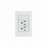 Placa 2 Contactos con Apagador 3 Vías Blanco 15A 127-250V