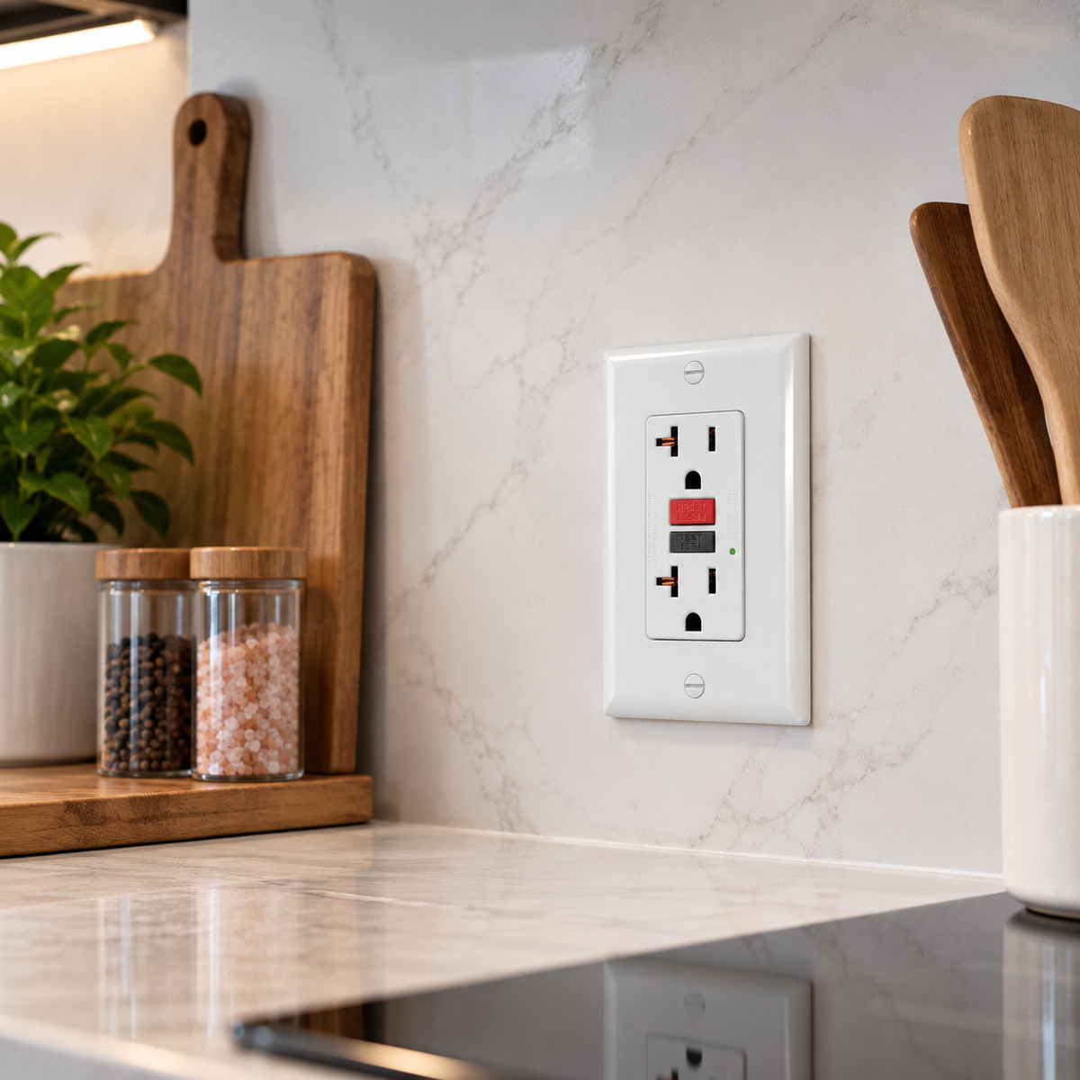 Contacto GFCI Doble 20A 125V con Protección de Falla a Tierra