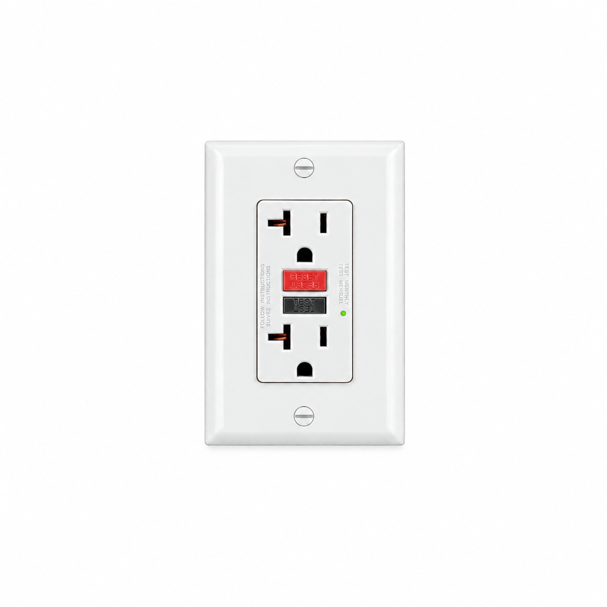 Contacto GFCI Doble 20A 125V con Protección de Falla a Tierra