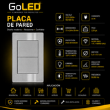 Placa Apagador Doble de 3 Vías con Placa de Acero Inoxidable 15A