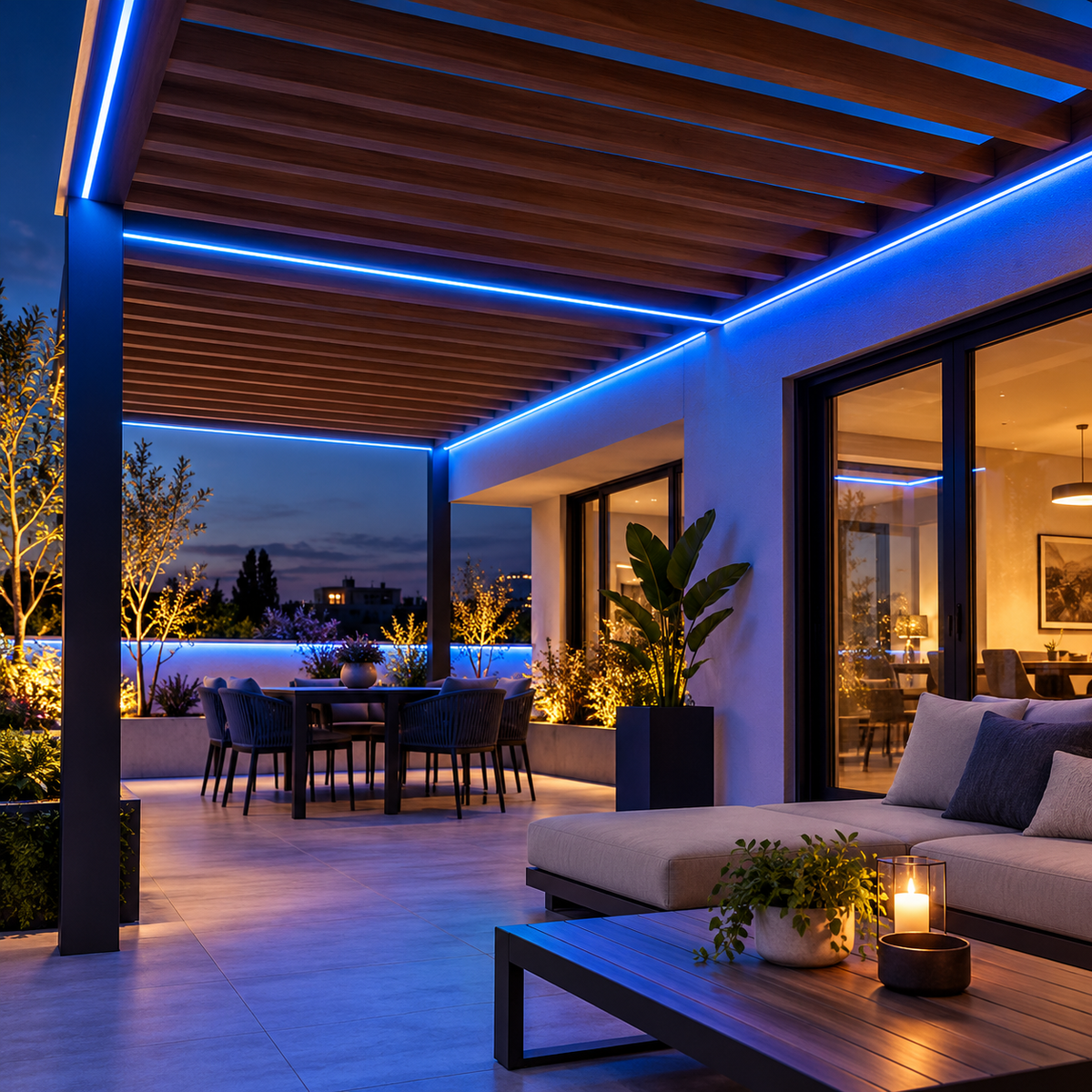 Manguera LED COB Azul 50m IP65 10W/m 127V para Interior y Exterior