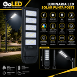 Luminaria Solar LED Punta Poste 2400 Lúmenes con Sensor PIR