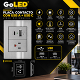 Placa con Contacto y USB Tipo A y C para Interior