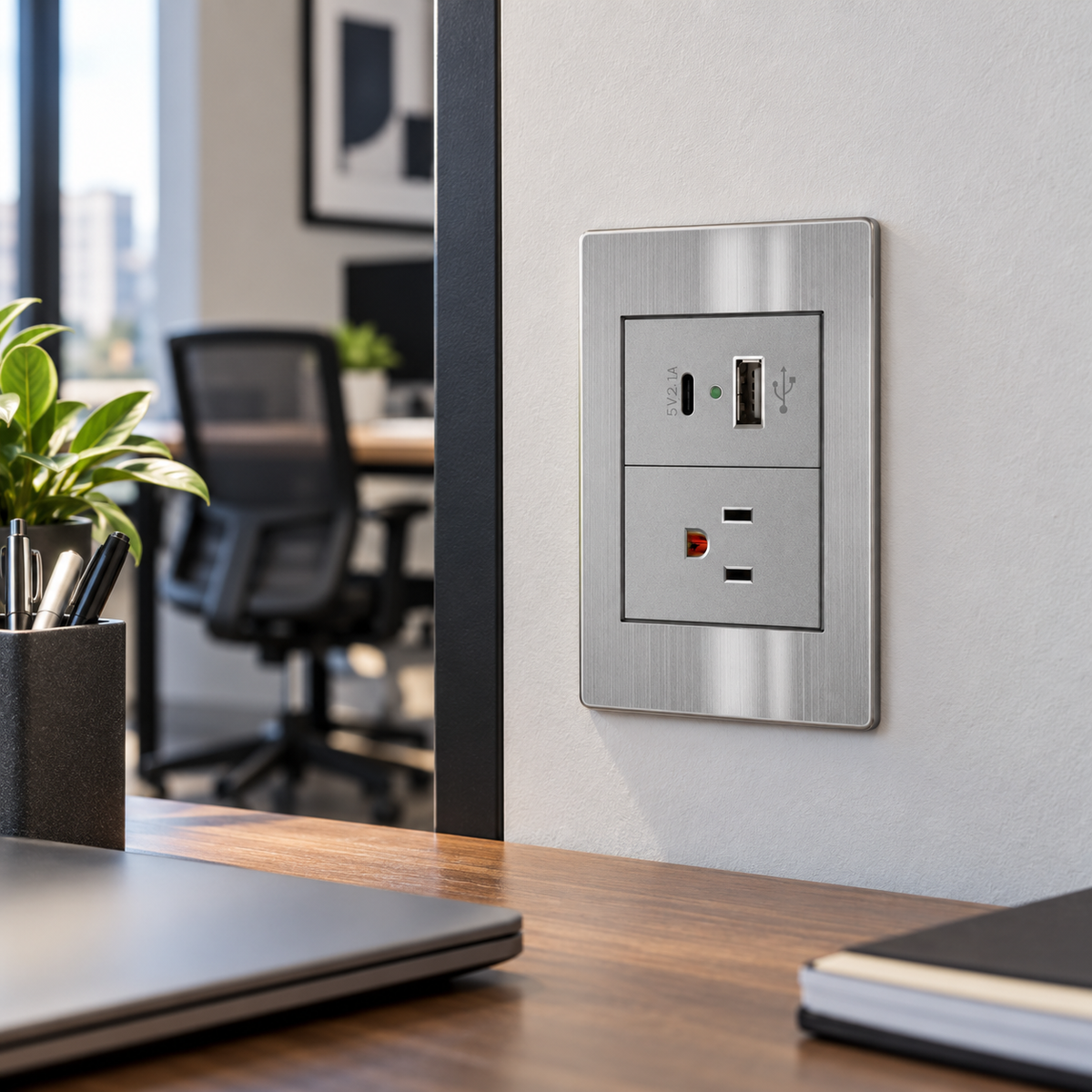 Placa con Contacto y USB Tipo A y C para Interior
