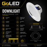 Empotrable LED Downlight 12W 6500K con Aro Satín Interior