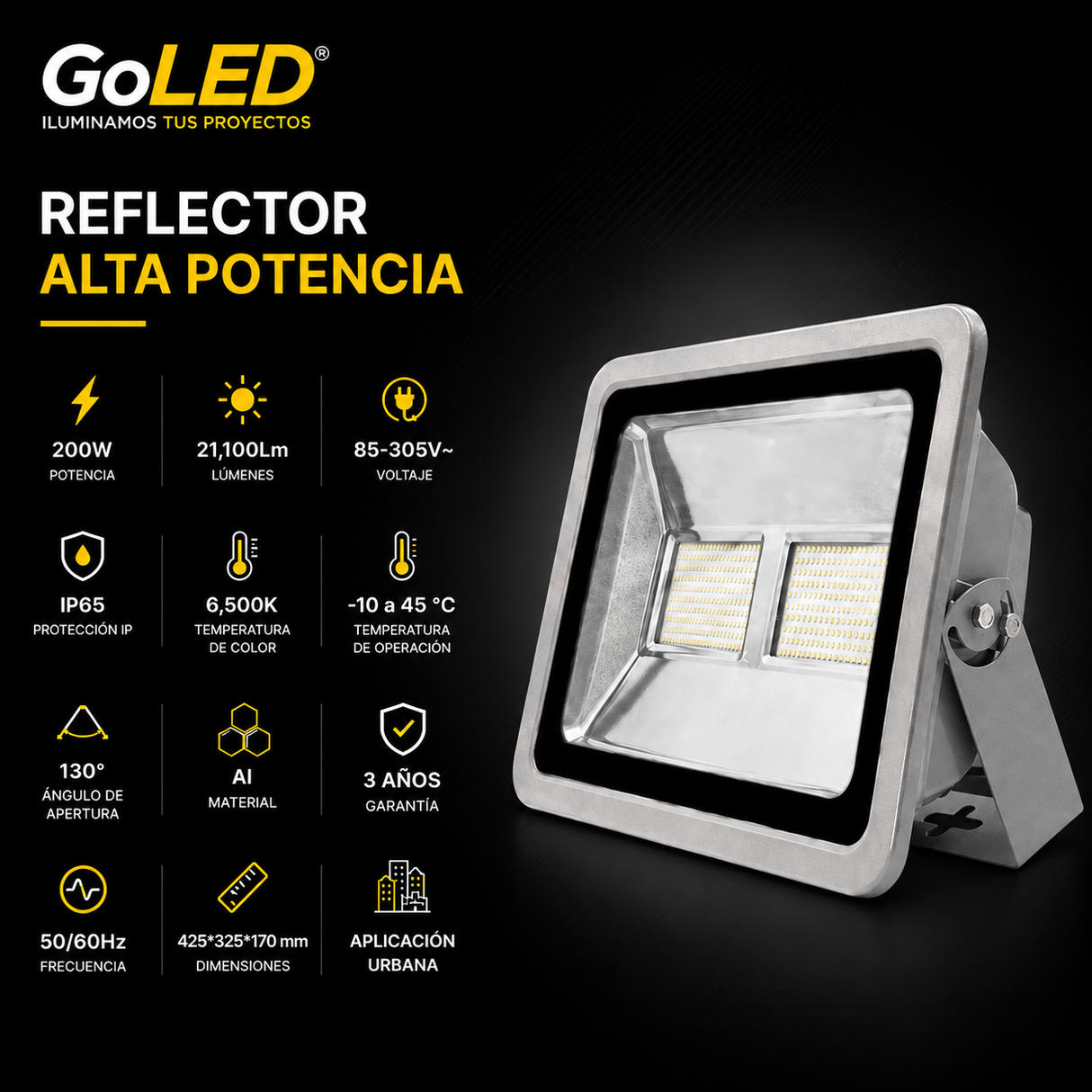 Reflector LED Alta Potencia SMD 200W IP65 21100 lm