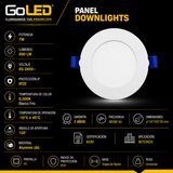 Panel Downlight LED Blanco Frio 7W 6500K Empotrable para Iluminación Interior