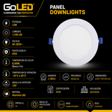 Panel Downlight LED Blanco Frio 12W 6500K Empotrable para Iluminación Interior