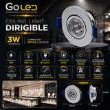 Ceiling Light LED Dirigible 3W 6500K Empotrable para Interior