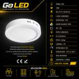 Panel LED Redondo Sobreponer 18W 6500K para Interiores