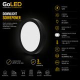 Downlight LED Sobreponer 12W 6500K Negro para Interiores