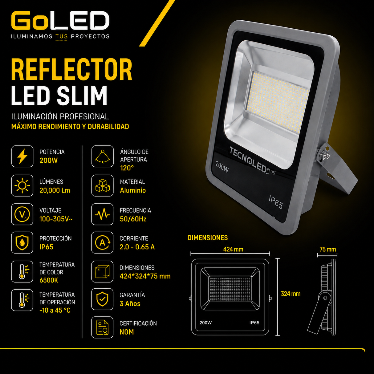 Reflector LED RBAT 200W IP65 20000 lm