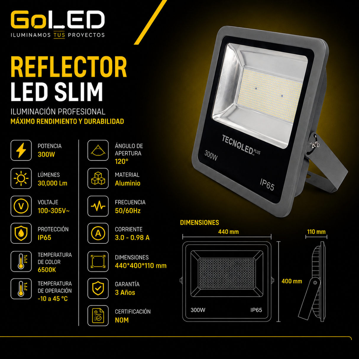 Reflector LED RBAT 300W IP65 30000 lm