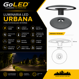 Luminario LED Punta de Poste 100W IP65 con Fotocelda Interna PTKJ-100W