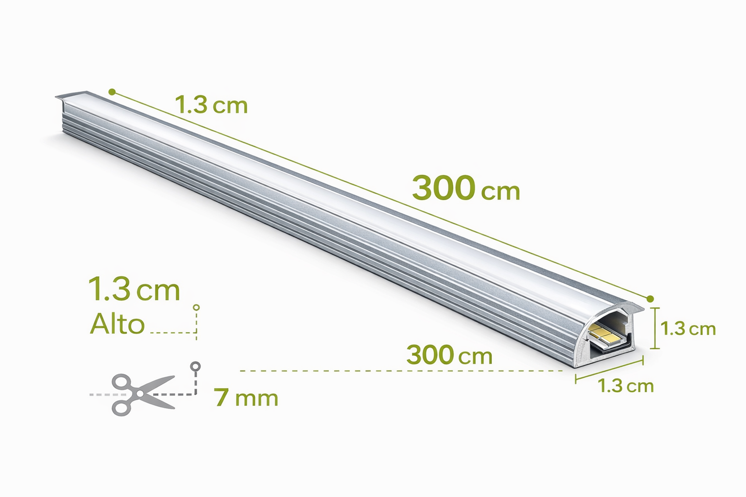 Perfil de Aluminio LED 9W/m 3000K 12V 3m