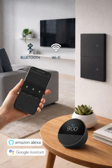 Placa Smart Negra 2 Interruptores WiFi con Voz