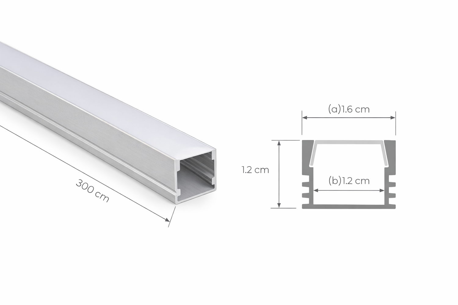 Perfil de Aluminio para Tira LED Empotrable o Sobreponer 3m