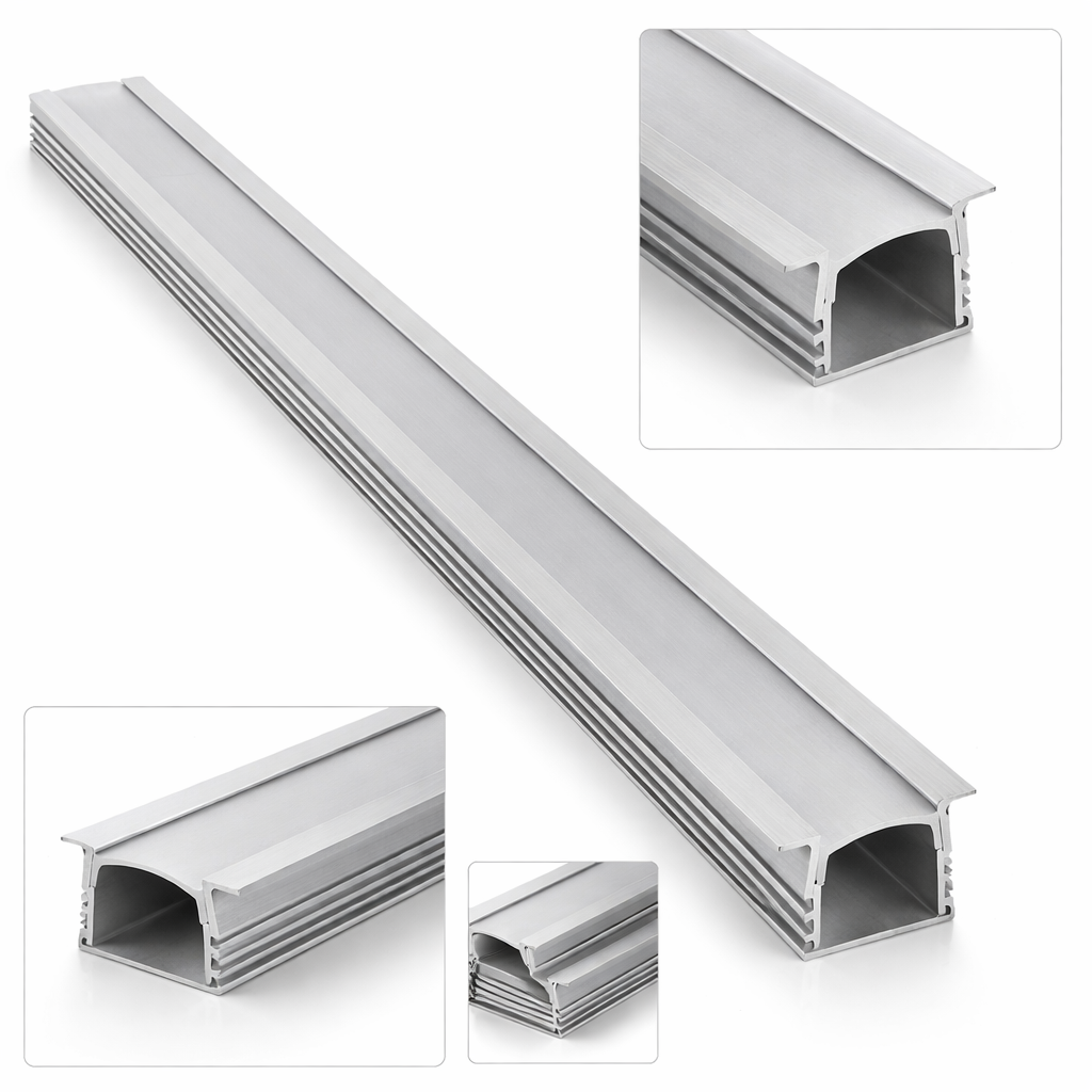 Perfil de Aluminio para Tira LED Empotrable 3m Difusor Opal