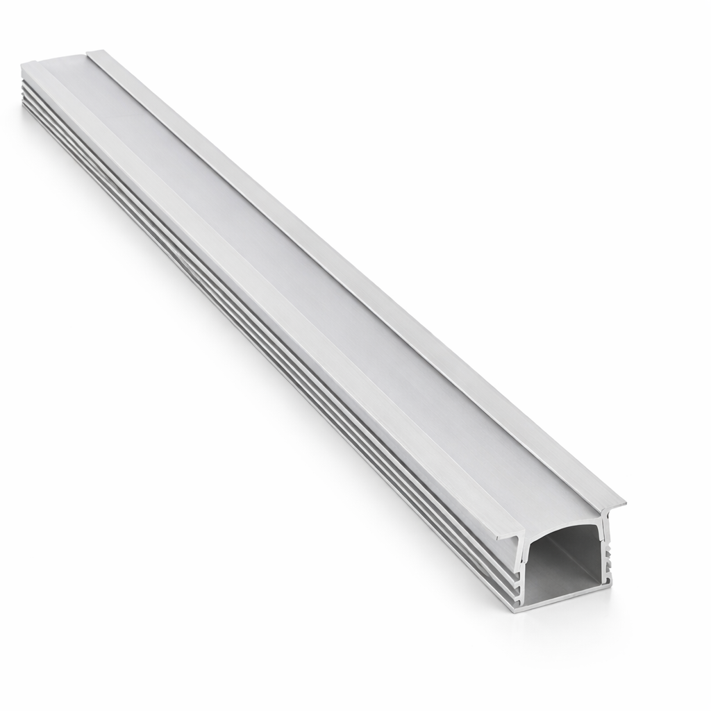 Perfil de Aluminio para Tira LED Empotrable 3m Difusor Opal