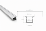 Perfil de Aluminio para Tira LED Empotrable 3m Difusor Opal