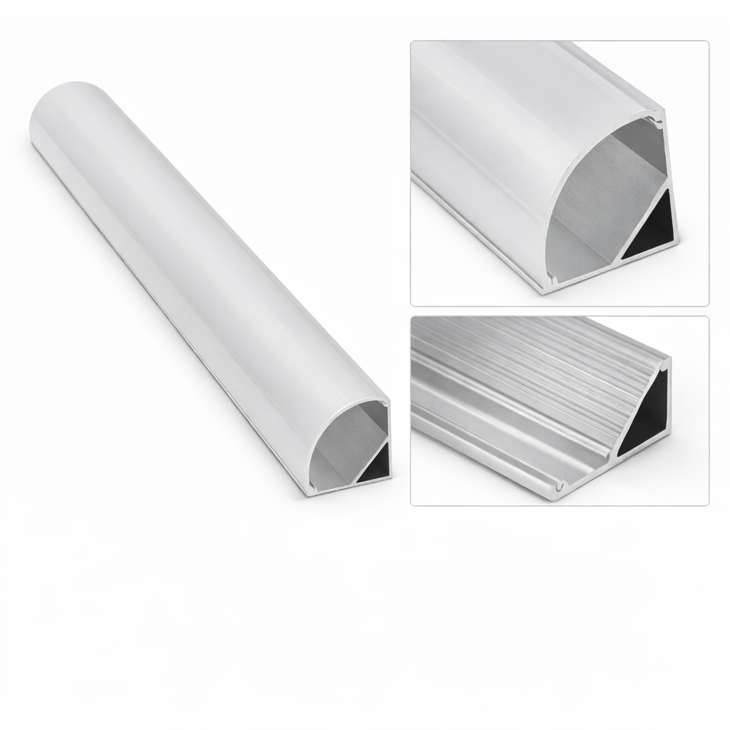 Perfil Esquinero de Aluminio para Tira LED 3m con Difusor Opal
