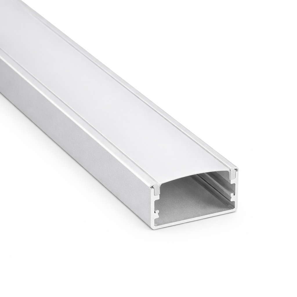 Perfil de Aluminio para Tira LED 3m con Difusor Opalino con Cejita