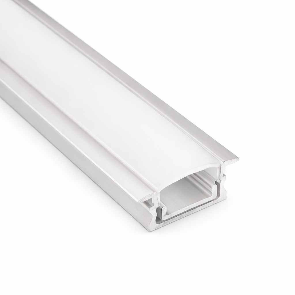 Perfil de Aluminio Empotrable para Tira LED 3m Difusor Opal