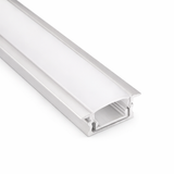 Perfil de Aluminio Empotrable para Tira LED 3m Difusor Opal