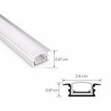 Perfil de Aluminio Empotrable para Tira LED 3m Difusor Opal