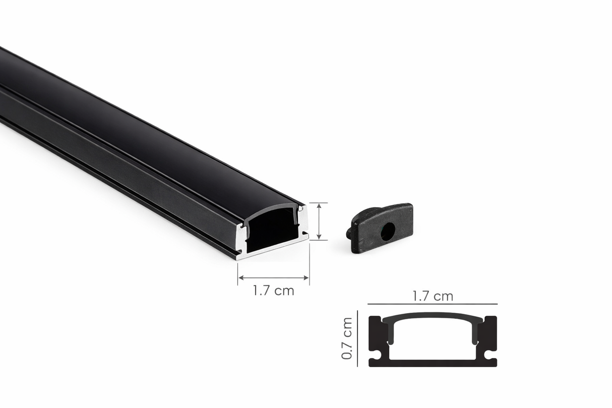 Perfil de Aluminio Empotrable para Tira LED 3m Negro o Aluminio