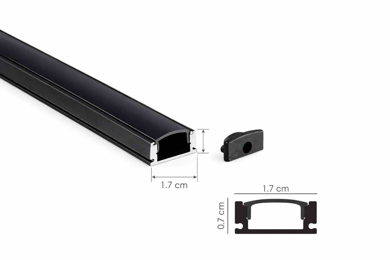 Perfil de Aluminio Empotrable para Tira LED 3m Negro o Aluminio