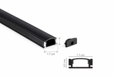 Perfil de Aluminio Empotrable para Tira LED 3m Negro o Aluminio