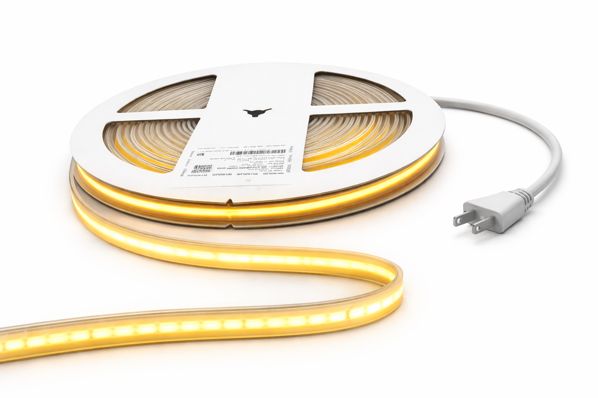 Tira LED COB 10m 127V IP65 3000K Luz Cálida Exterior