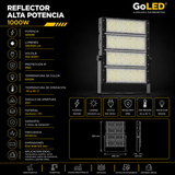 Reflector LED Industrial 1000W IP65 para Grandes Áreas