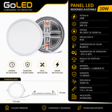 Panel LED Redondo Empotrable Ajustable 20W Blanco C063
