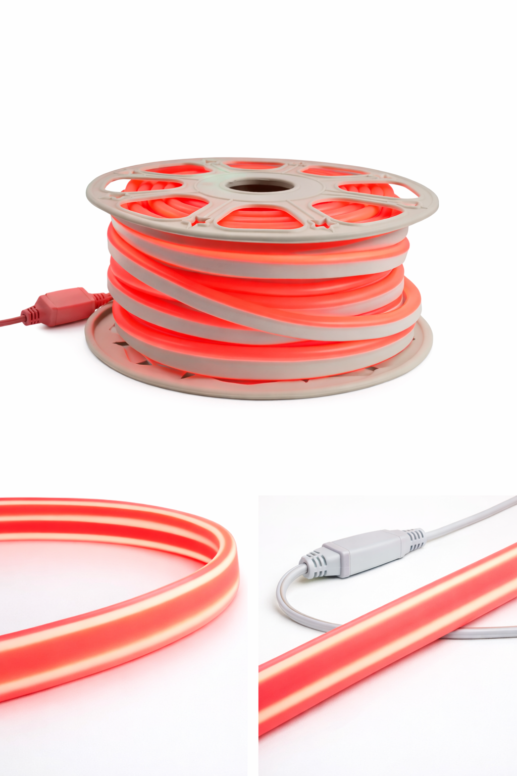 Manguera Neón LED Roja IP65 127V Rollo 25m