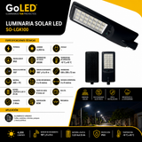 Luminaria Solar LED 100W con Sensor y Control Remoto SO-LGK100