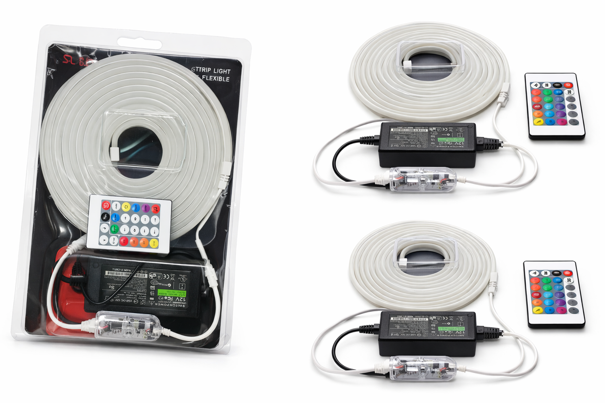 Tira LED Néon Pixel RGB 5 m con Control y Adaptador