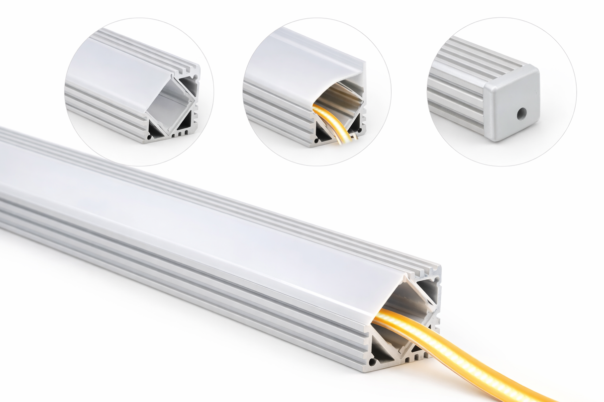 Perfil de Aluminio para Tira LED Empotrable 3m Opalino