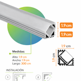Perfil de Aluminio para Tira LED Empotrable 3m Opalino