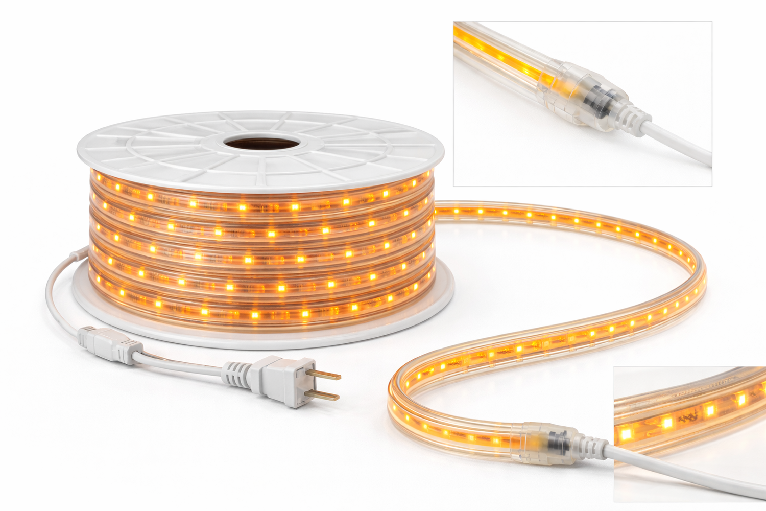 Manguera LED SMD 2835 Amarilla IP65 Rollo 25m